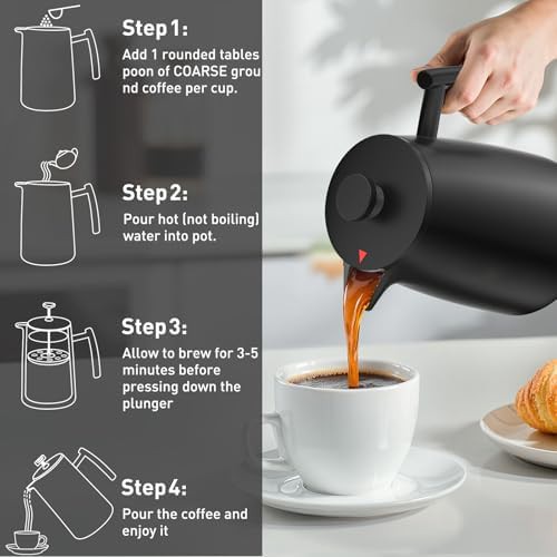 Modern black stainless insulated French press 50oz — photo 5