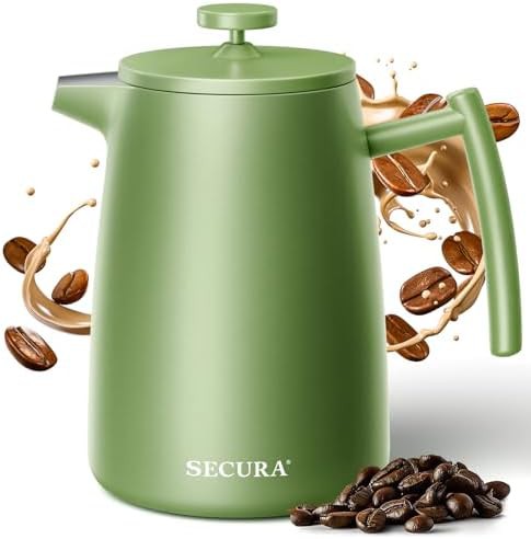 Modern green stainless insulated French press 50oz