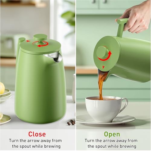 Modern green stainless insulated French press 50oz — photo 3