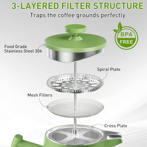 Modern green stainless insulated French press 50oz — photo 4