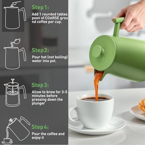 Modern green stainless insulated French press 50oz — photo 5