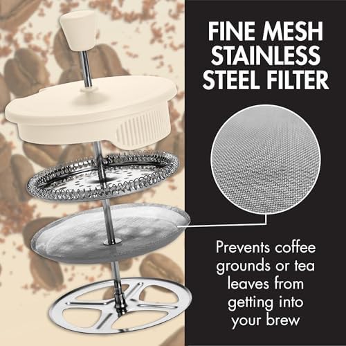 Cream Borosilicate Glass French Press 34oz — photo 4