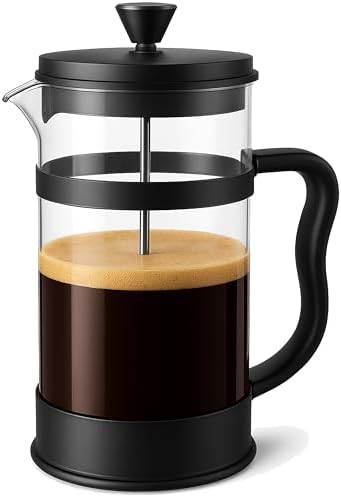 Black glass French press coffee maker 21 oz