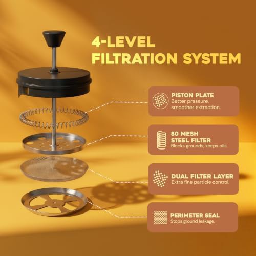 Black glass French press coffee maker 21 oz — photo 3