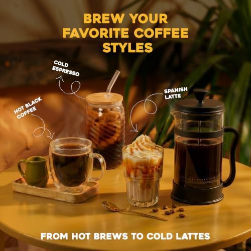 Black glass French press coffee maker 21 oz — photo 5