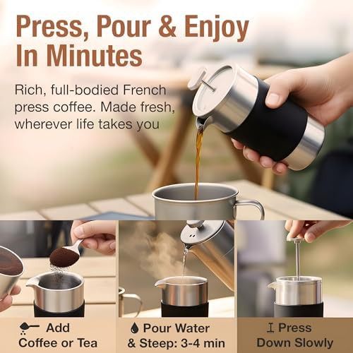 Small Stainless Steel Travel Press with Canisters — photo 4