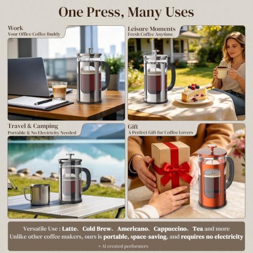 Veken stainless steel 34 oz French press — photo 3