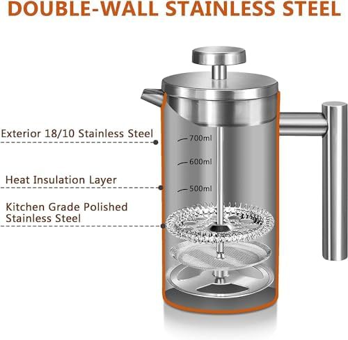 Silver 21 oz coffee press with 3 level filtration — photo 5