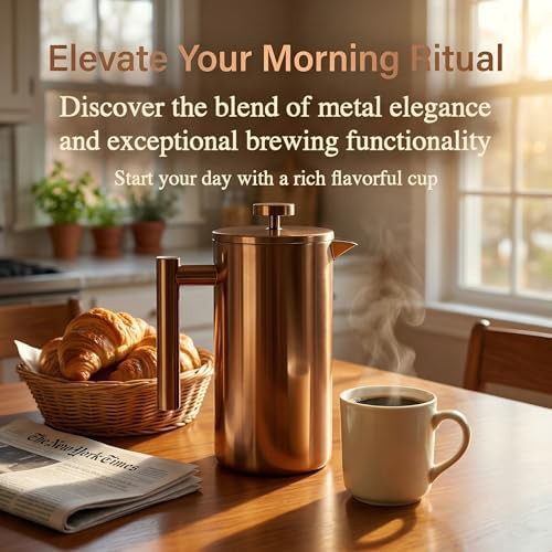 Copper insulated double wall coffee pot with dual filter — photo 3