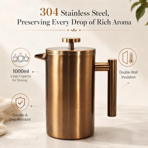 Copper insulated double wall coffee pot with dual filter — photo 4