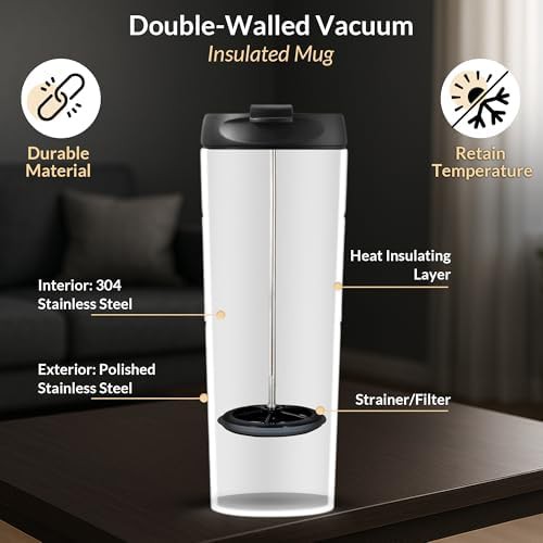Stainless steel travel French press 15oz — photo 4