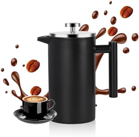 Black stainless steel insulated French press