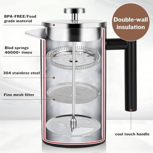 Black stainless steel insulated French press — photo 3