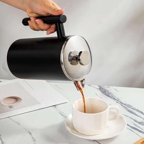 Black stainless steel insulated French press — photo 5