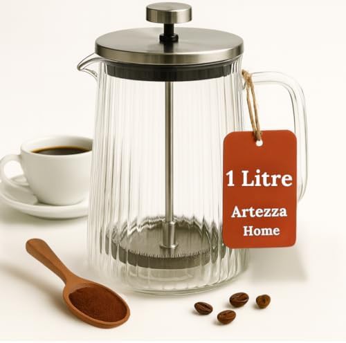 Ribbed borosilicate glass french press maker