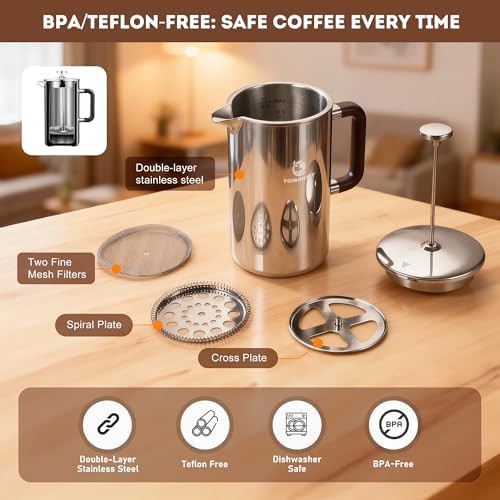 Silver Stainless Steel Leak Proof Coffee Press — photo 3