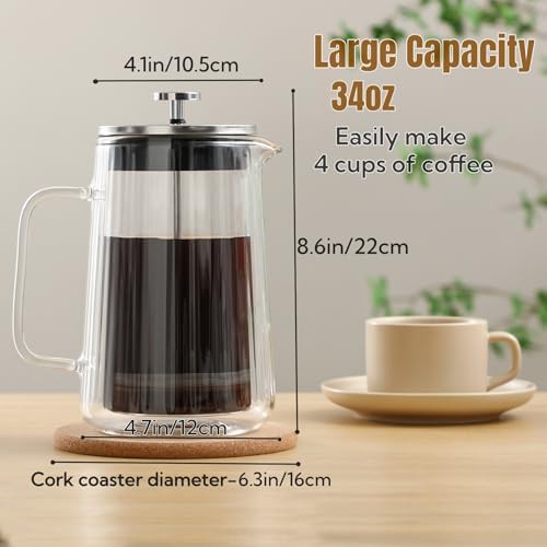 Double Wall Borosilicate Glass Coffee Press — photo 3