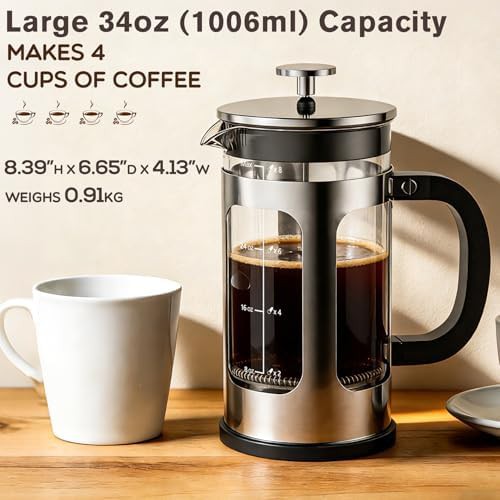 MOYAC 34oz glass French press coffee maker — photo 3
