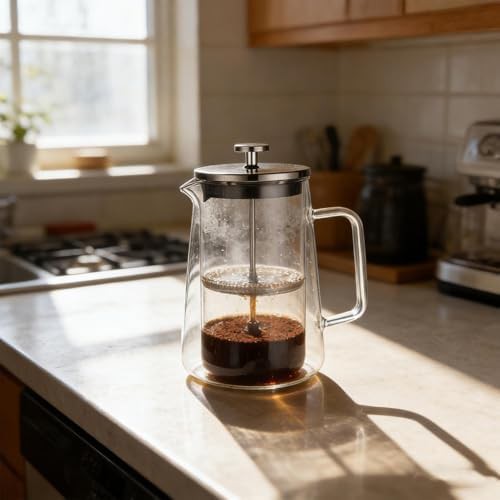 Insulated glass and steel coffee kettle press — photo 3