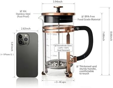 Bronze Stainless Steel and Borosilicate Glass Press — photo 3