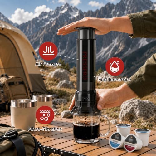 Stainless steel camping French press for grounds — photo 4